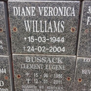 WILLIAMS Diane Veronica 1944-2004 :: BUSSACK Clement Eugene 1956-2011