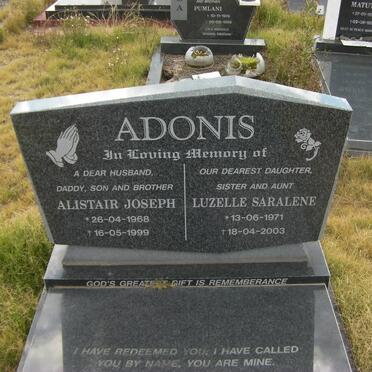 ADONIS Alistair Joseph 1968-1999 &amp; Luzell Saralene 1971-2003