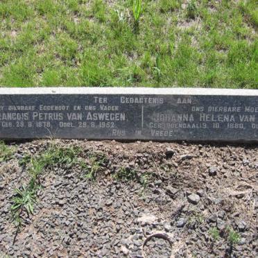 ASWEGEN Francois Petrus, van 1878-1952 &amp; Johanna Helena ODENDAAL 1880-1975