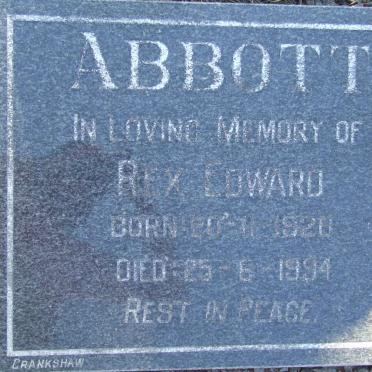 ABBOTT Rex Edward 1920-1994