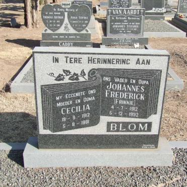 BLOM Johannes Frederick 1912-1992 &amp; Cecilia 1912-1981
