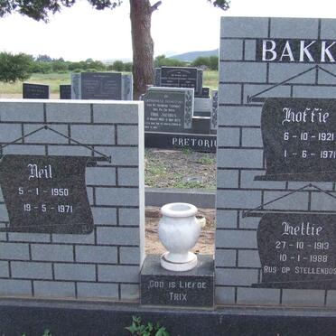 BAKKES Neil 1950-1971 :: BAKKES Hoffie 1921-1971 :: BAKKES Hettie 1913-1988