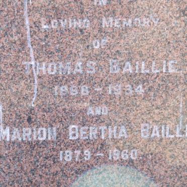 BAILLIE Thomas 1868-1934 &amp; Marion Bertha 1879-1960