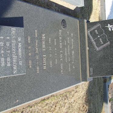 BROWN Richard Cave 1901-1983 &amp; Muriel Edith PHILLIPS 1902-1994 :: BROWN Des 1938-1996