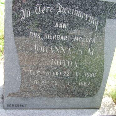 BOTHA Johanna S.M. nee BECK 1880-1967