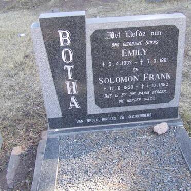 BOTHA Solomon Frank 1929-1982 &amp; Emily 1932-1981