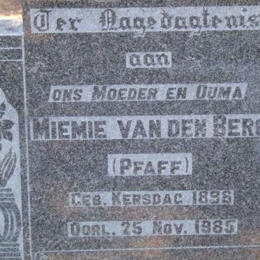 BERG Miemie, van den nee PFAFF 1896-1985