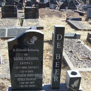 BEER Zacharias Hermanus Petrus Francois, de 1917-2004 &amp; Rachel Catharina RETIEF 1924-2002