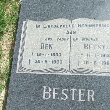 BESTER Ben 1903-1993 &amp; Betsy 1918-1992