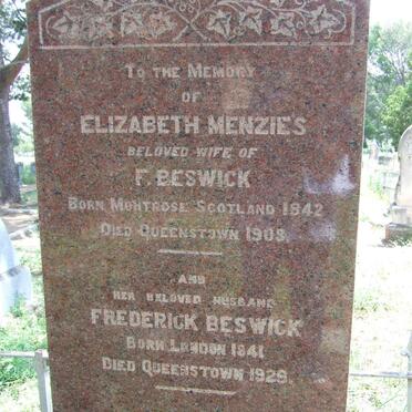 BESWICK Frederick 1841-1929 &amp; Elizabeth Menzies 1842-1908