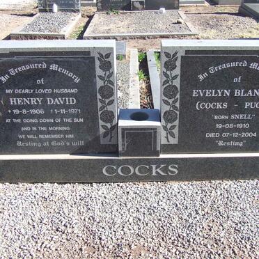 COCKS Henry David 1906-1971 &amp; PUGH Evelyn Blanche formerly COCKS nee SNELL1910-2004