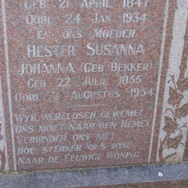 COETZER Hester Susanna Johanna nee BEKKER 1855-1954