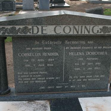 CONING Corneluis Hendrik, de 1894-1954 &amp; Helena Dorothea PRETORIUS 1895-1952