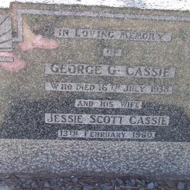 CASSIE George G. -1938 &amp; Jessie Scott -1960
