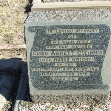 CLEIMIUS Eliza Arnett nee WRIGHT -1918
