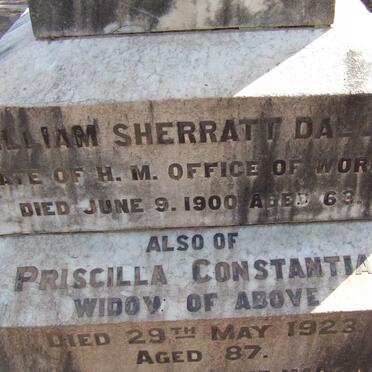 DALLER William Sherratt -1900 &amp; Priscilla Constantia -1923
