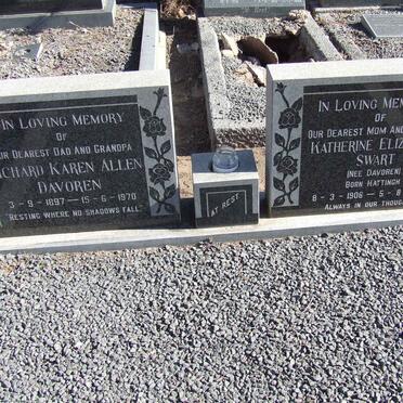 DAVOREN Richard Karen Allen 1897-1970 &amp; Katherine Elizabeth SWART, formerly DAVOREN nee HATTINGH 1906-1992