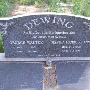 DEWING George Walter 1891-1978 &amp; Martha Louisa Johanna 1898-1978