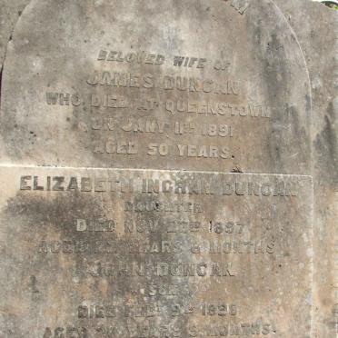 DUNCAN Isabella Thom -1891 :: DUNCAN Elizabeth Ingram -1897 :: DUNCAN John -1898
