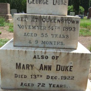DUKE George -1893 &amp; Mary Ann -1922
