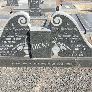 DICKS Jan Johannes Rudolf 1911-1988 &amp; Christina Elizabeth Johanna OLIVIER 1917-1981