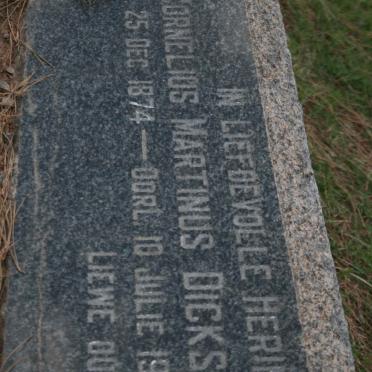 DICKS Cornelius Marthinus 1874-1962
