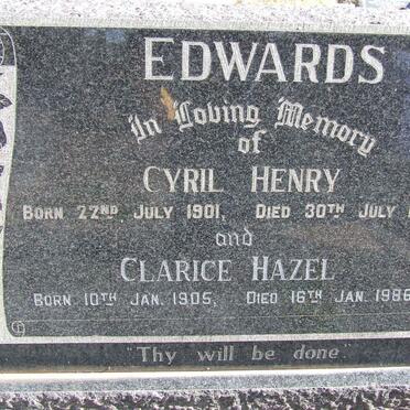 EDWARDS Cyril Henry 1901-1963 &amp; Clarice Hazel 1905-1986
