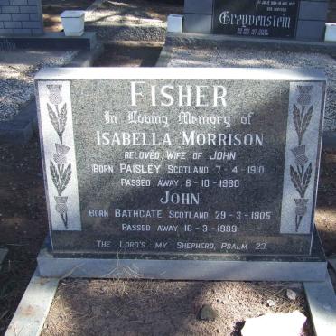 FISHER John 1905-1989 &amp; Isabella Morrison PAISLEY 1910-1980