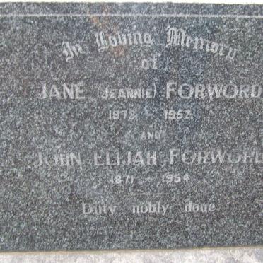 FORWARD John Elijah 1871-1954 &amp; Jane 1873-1952