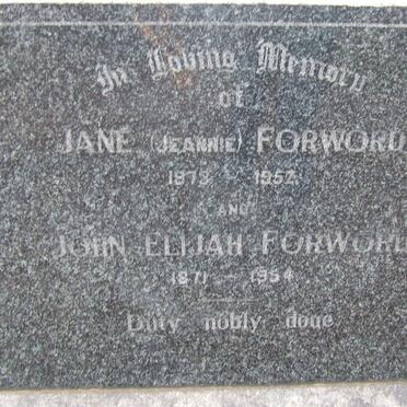 FORWARD John Elijah 1871-1954 &amp; Jane 1873-1952