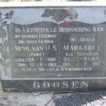 GOOSEN Nicolaas J.S. 1889-1967 &amp; Margaret OOSTHUIZEN 1899-1983