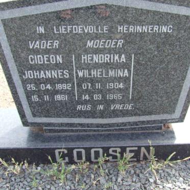 GOOSEN Gideon Johannes 1892-1961 &amp; Hendrika Wilhelmina 1904-1965