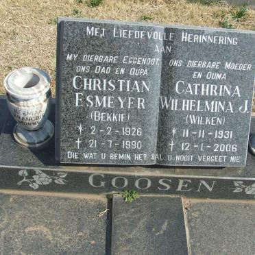 GOOSEN Christian Esmeyer 1926-1990 &amp; Cathrina Wilhelmina J. WILKEN 1931-2006