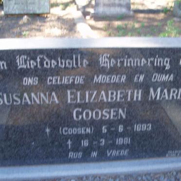 GOOSEN Susanna Elizabeth Marina nee GOOSEN 1893-1981