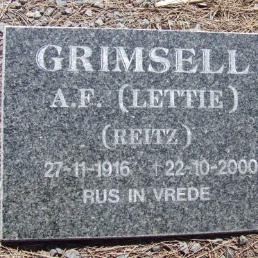GRIMSELL A.F. nee REITZ 1916-2000