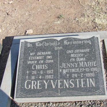 GREYVENSTEIN Chris 1912-1982 &amp; Jenny Marie HATTINGH 1910-1998