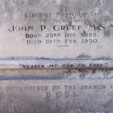 GREEFF John J.P. 1888-1930