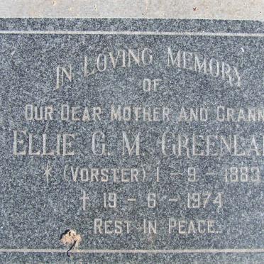 GREENLAND Ellie G.M. nee VORSTER 1883-1974