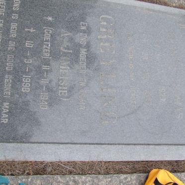 GREYLING Sydney Thomas 1929-1978 &amp; A.J. COETZER 1940-1998