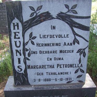 HEUNIS Margaretha Petronella nee TERBLANCHE 1888-1971