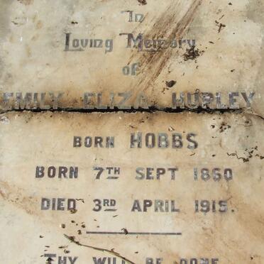 HURLEY Emily Eliza nee HOBBS 1860-1915