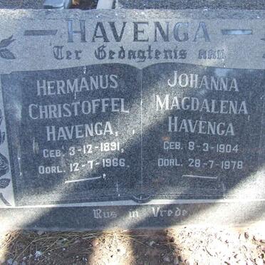 HAVENGA Hermanus Christoffel 1891-1966 &amp; Johanna Magdalena 1904-1978