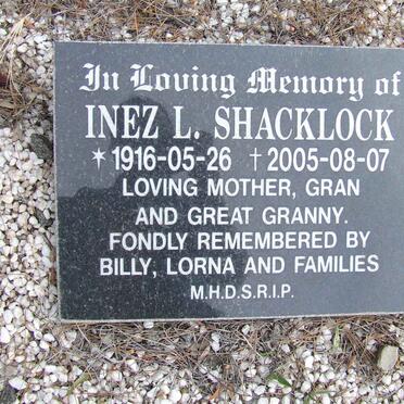 SHACKLOCK Inez L. 1916-2005