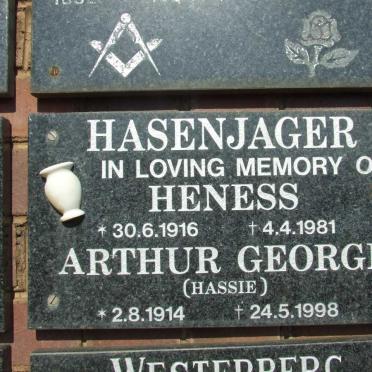 HASENJAGER Arthur George 1914-1998 &amp; Heness 1916-1881
