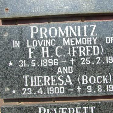 PROMNITZ F.H.C. 1896-1979 &amp; Theresa BOCK 1900-1981