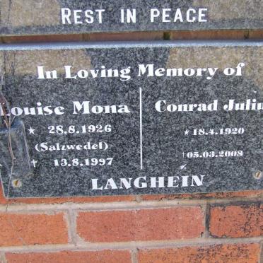 LANGHEIN Conrad Julius 1920-2008 &amp; Louise Mona SALZWEDEL 1926-1997