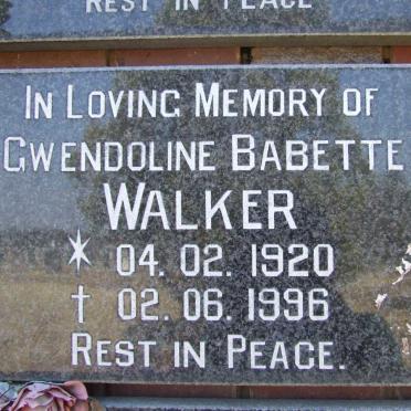 WALKER Gwendoline Babette 1920-1996