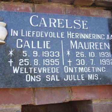 CARELSE Callie 1933-1995 &amp; Maureen 1931-1992