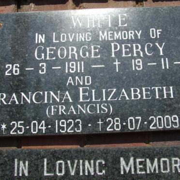 WHITE George Percy 1911-1980 &amp; Francina Elizabeth FRANCIS 1923-2009