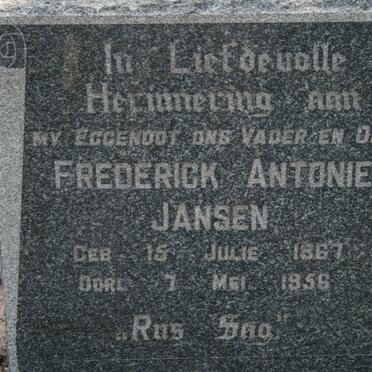 JANSEN Frederick Antonie 1867-1956